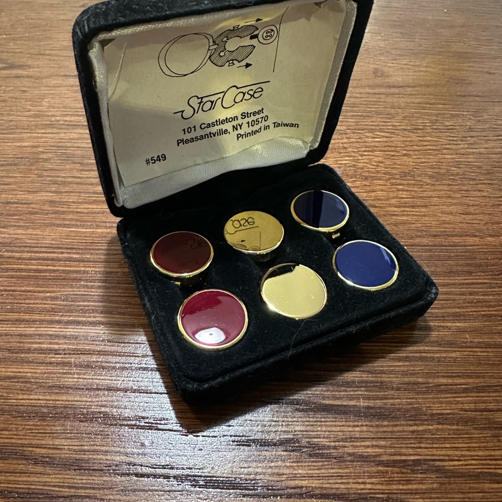 StarCase Button Cufflinks Covers Set in Red, Gold, and Blue